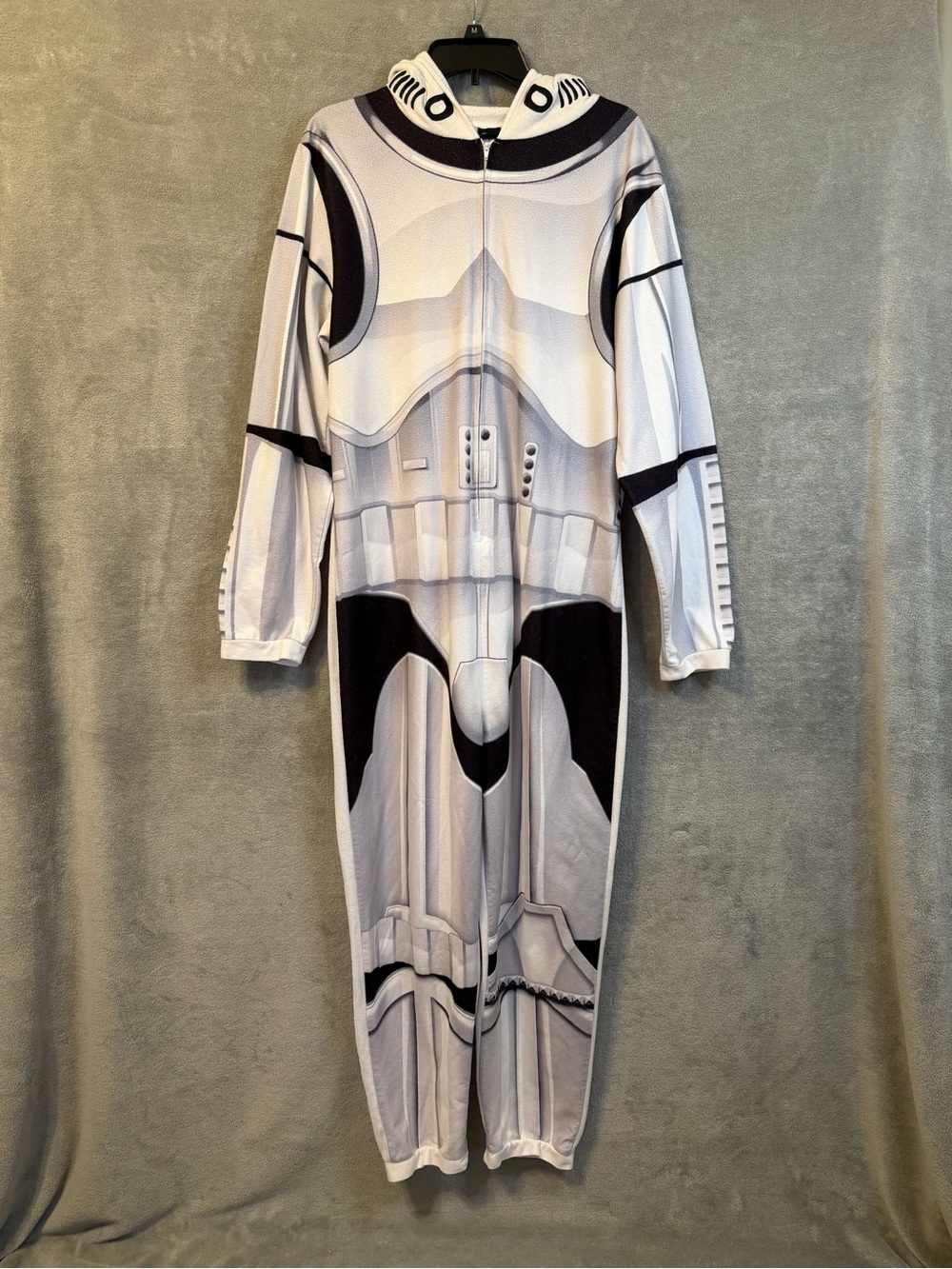 STAR WARS Men's Stormtrooper One-Piece Costume Jumpsuit Black-White-Gray Size L